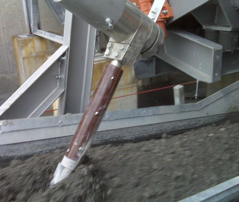 Hydronix moisture sensor on an aggregate conveyor