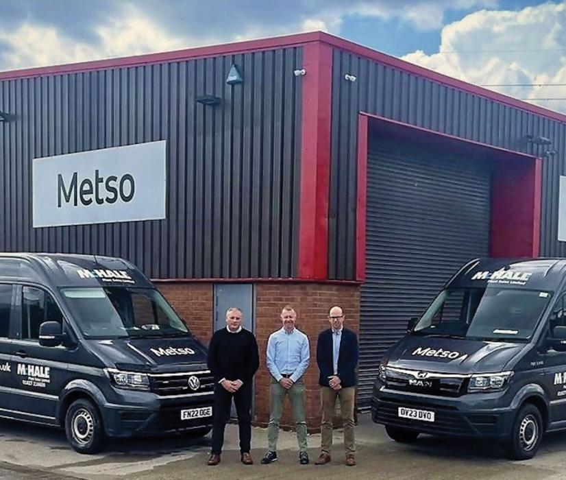 L-R: McHale Plant sales’ Denis McGrath, sales director, Darragh O’Driscoll, business development director, and Anthony Ryan, after-sales director, pictured outside the new UK headquarters depot in Tamworth