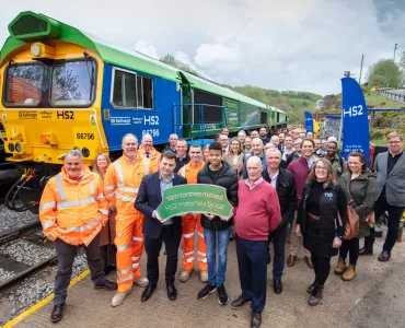 Celebrating HS2’s 10 million tonnes of aggregate by rail milestone at Tarmac, Buxton