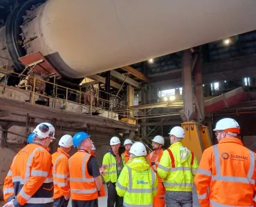 Members of the Concrete Society Council looking at the rotary kiln at Tarmac's Dunbar cement plant in Scotland