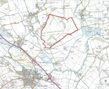 Map indicating the planning application area