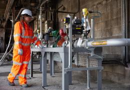 Miriam Joyce, graduate trainee manager, Hanson UK, overseeing world first fuel switching trials at Ribblesdale cement works