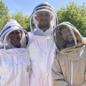 Company tanker driver and amateur beekeeper Bruce Stokes (centre) has donated three hives of bees to support the biodiversity of the Ketton cement works site