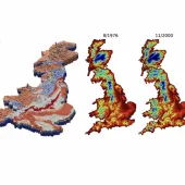 Hydrological parameterization (left) and simulated groundwater heads (right). Image: BGS