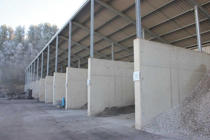 View showing part of the 16-bay covered aggregate storage facility