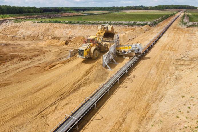 Part of the new field conveyor system at CEMEX’s Swinderby Quarry, near Lincoln