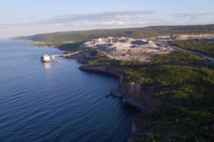 Atlantic Minerals' quarry and port operation in Newfoundland, Canada