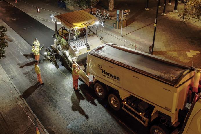 Resurfacing of Victoria Road in Ferndown, Dorset, with PMB bio binder Shell Cariphalte CarbonSink ahead of the Tour of Britain