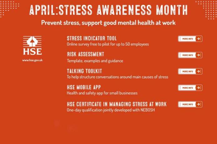 The HSE has compiled a list of resources to assist employers and workers during Stress Awareness Month