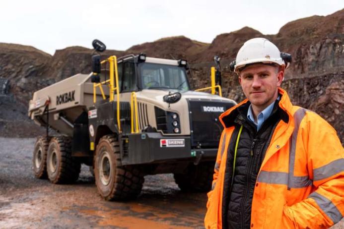 Skene Group quarry operations director Kevin Hill with the new Rokbak RA30