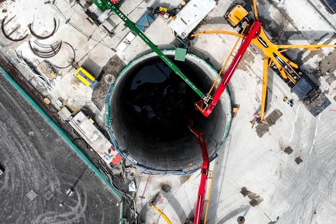 EFC being poured into the deep-level tunnel at Hurst substation