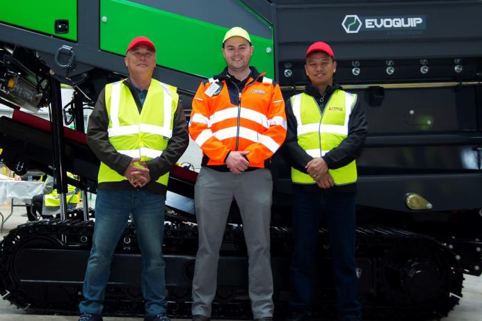 Fergal McKenna (centre), business development manager at EvoQuip, with members of the Tsun Hung Environmental team