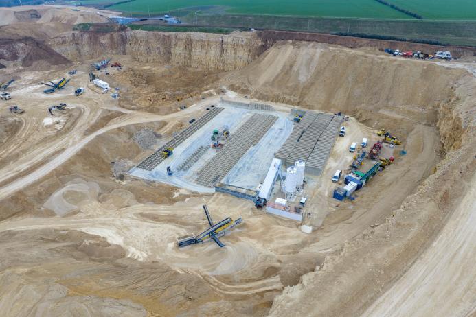 Geo Concrete Products’ block-making facility is located within Geo Quarries Ltd’s Little Ponton site
