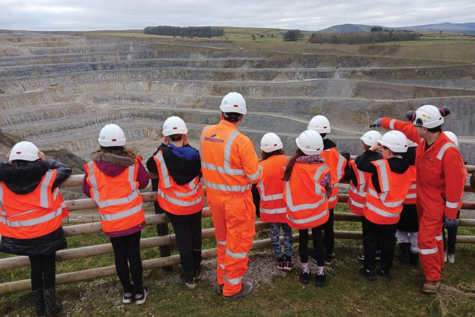 Schoolchildren on a quarry visit
