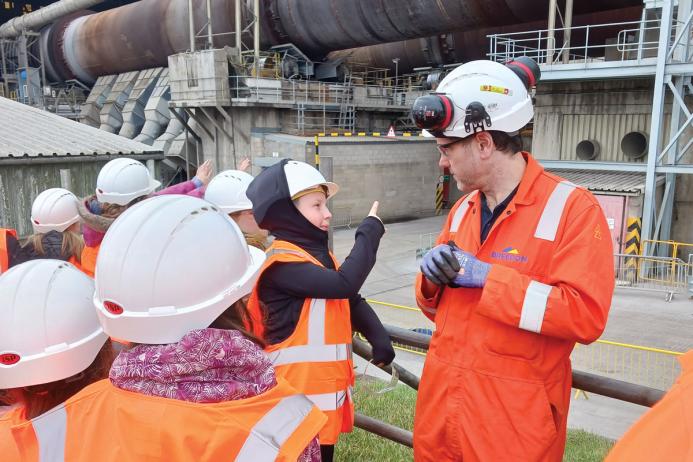 Schoolchildren on a quarry visit