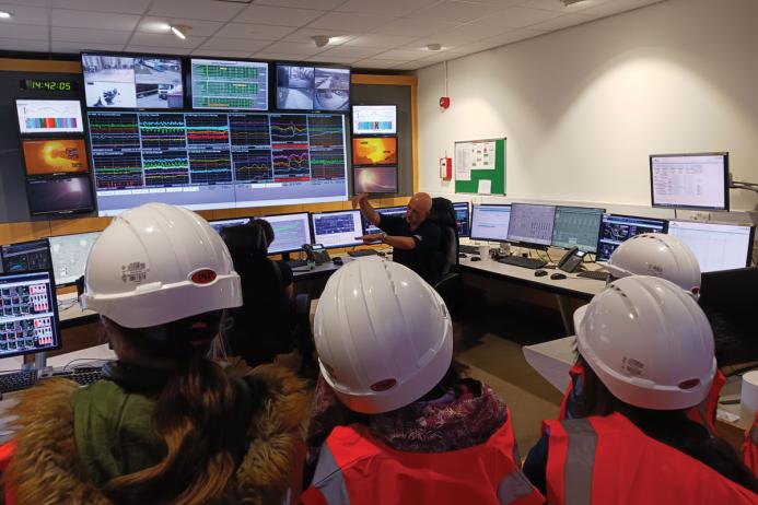Schoolchildren on a quarry visit