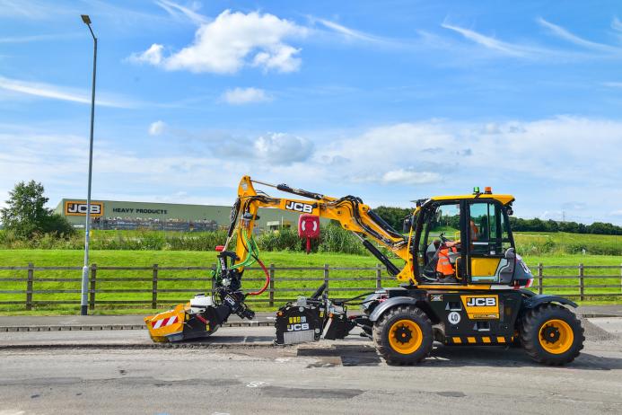 Staffordshire County Council’s brand-new Pothole Pro working on the A522 Uttoxeter Road next to the factory where it was produced