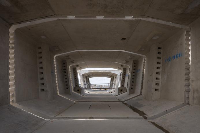 Giant precast viaduct segments off the production line at Kingsbury in Warwickshire