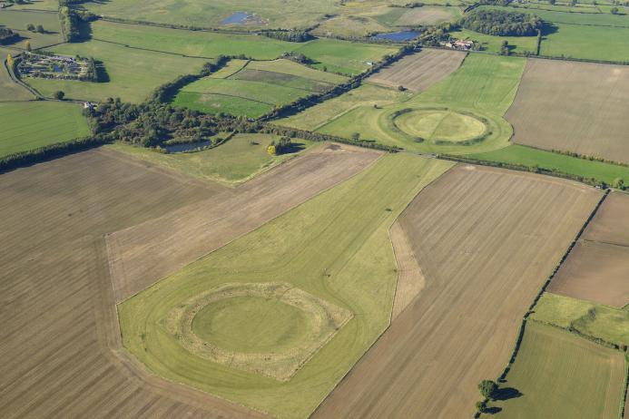 The Thornborough Henges complex consists of three giant circular earthworks, roughly aligned north-south