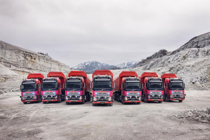 The autonomous seven Volvo FH trucks 