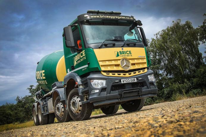 One of Brice Aggregates’ new Mercedes-Benz Arocs 3240 concrete truckmixers