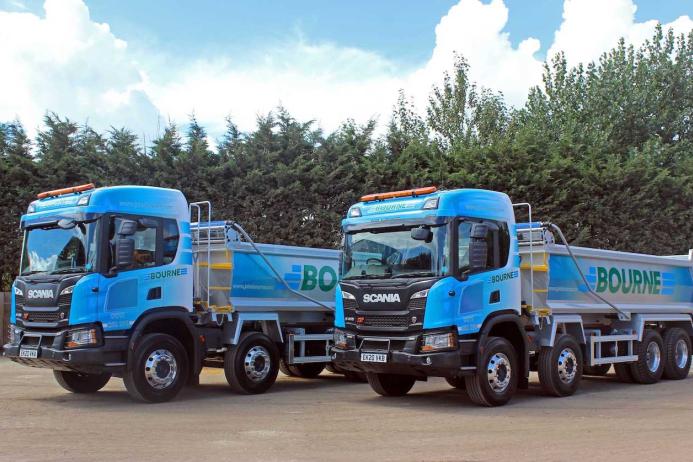 John Bourne & Co have 18 vehicles, consisting of eight-wheel tippers and eight-wheel grab lorries