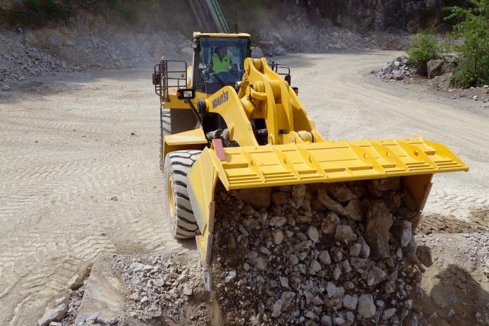 Komatsu WA600 wheel loader is perfectly suited to the demands of heavy quarry operations 