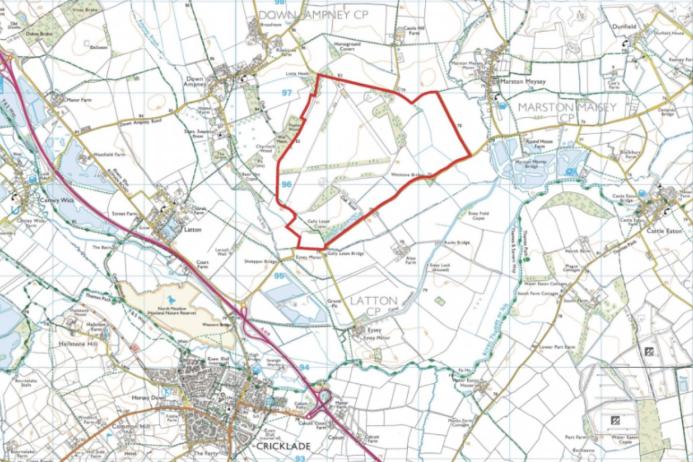 Map indicating the planning application area