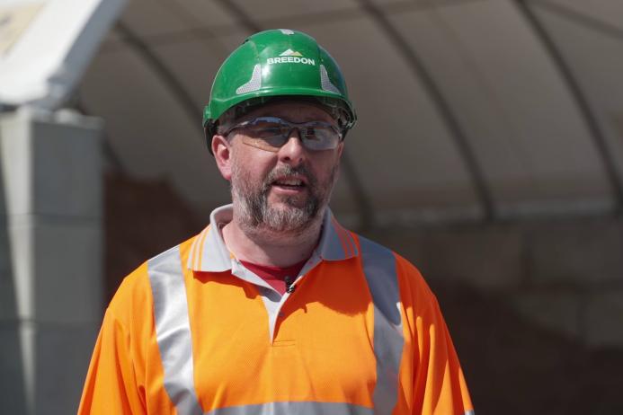 Site manager Paul Waledzik in front of one of the new Zappshelter covered bays