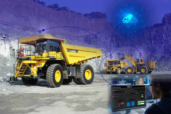 Komatsu’s Smart Quarry Site all-in-one fleet-management solution has machine mesh connectivity