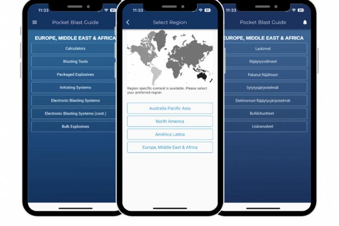 Orica’s Pocket Blast Guide app has been extended to meet the requirements of EMEA customers