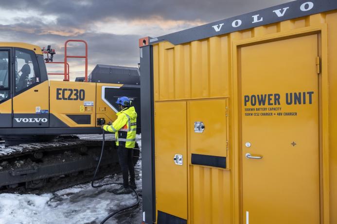 The Power Unit working with an EC230 Electric excavator