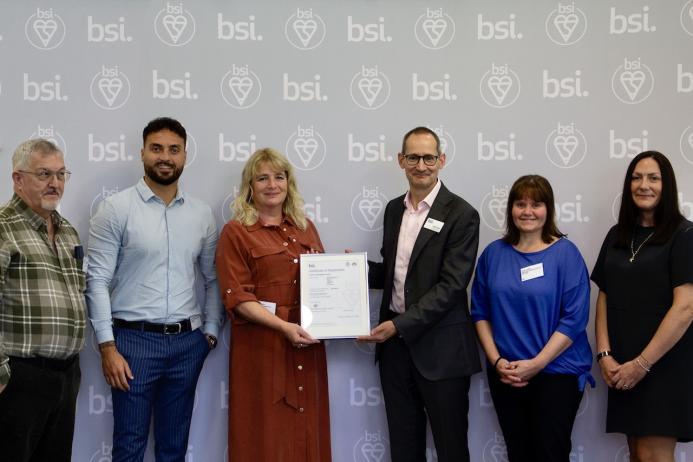 A team from Aggregate Industries was invited to BSI’s offices in Milton Keynes to receive the certificates earlier this month