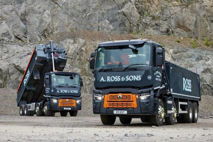 A Ross & Sons’ new Renault C430 8x4 tippers 