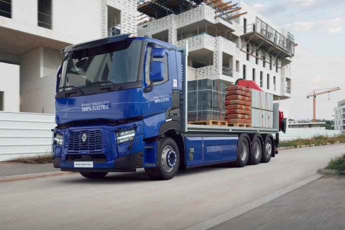 The Renault Trucks E-Tech C 8x4 model for urban construction applications