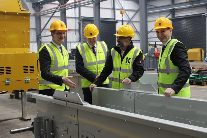Steve Baker MP, Minister of State for Northern Ireland (far left), toured the Kiverco factory with members of the senior management team