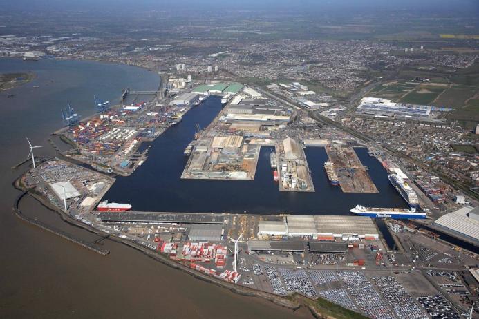The Port of Tilbury on the river Thames