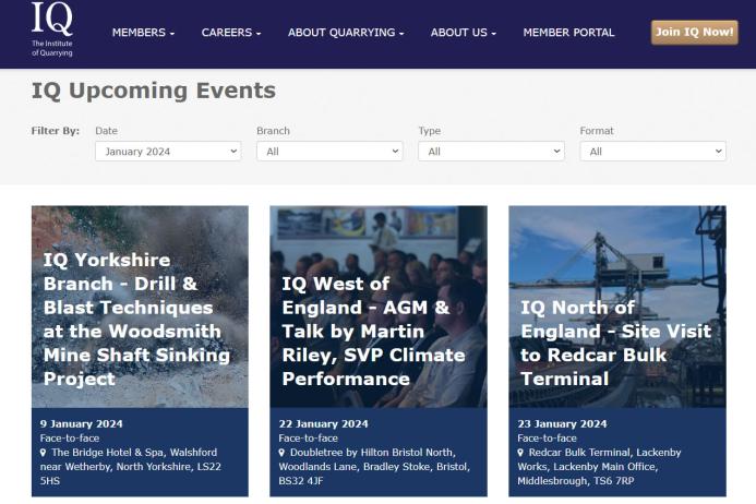 IQ Events and Webinars page