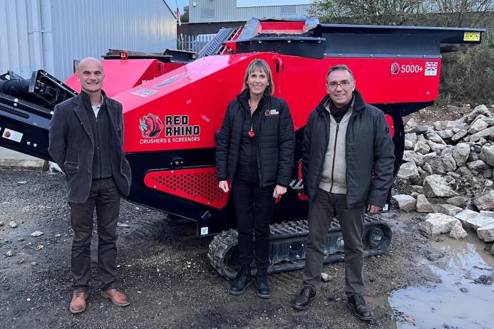 L–R: Lomater sales representative Franck Laniel, Red Rhino sales manager Lesley Perrin, and Lomater president Stephane Spreder