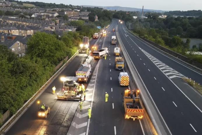 Aggregate Industries' Foamix trial on an M65 slip road in Lancashire