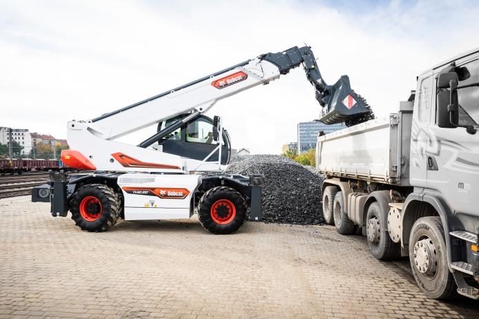 The new 21m lift height Bobcat TR50-210 rotary telehandler