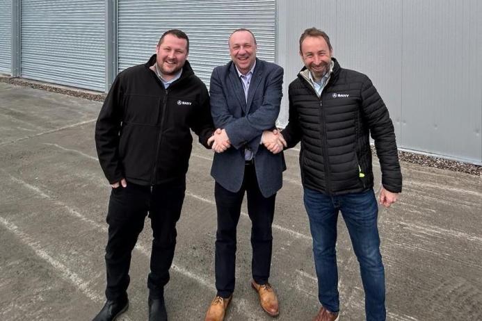 L-R: Jason Periam, dealer development manager, SANY UK; Mark Kennedy, head of Ballyvesey UK Plant Division – TDL Equipment; and Leigh Harris, business development director, SANY UK 