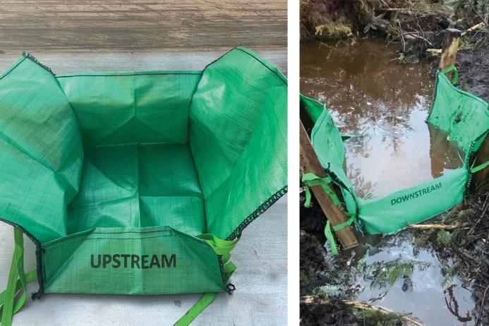The Silt Sump (left) and in use (right)