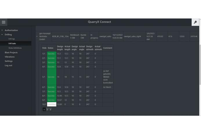 QuarryX Connect Drill tasks