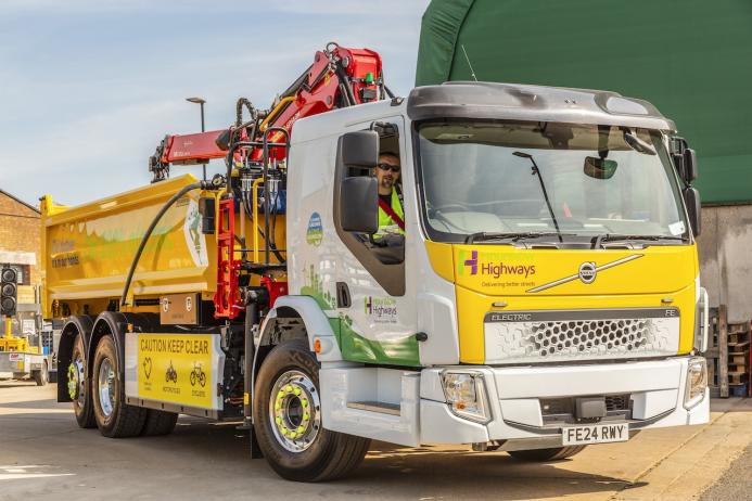 Highway maintenance contractors Ringway have taken delivery of a unique five-star DVS-compliant, 26-tonne Volvo FE Electric 6x2 rigid with low-entry cab 