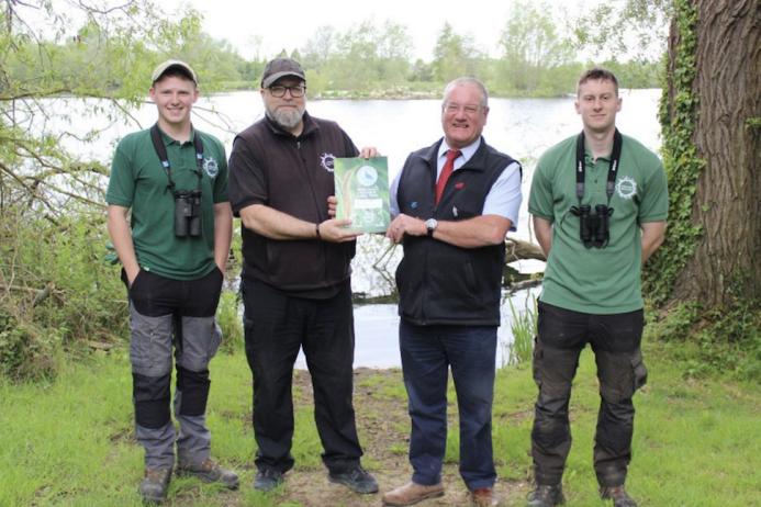 L–R: Matt Byrne, assistant ranger, CLT; Ben Welbourn, conservation and estates director, CLT; Peter Andrew, group director, Hills Quarry Products; and Joe Fell, ranger, CLT