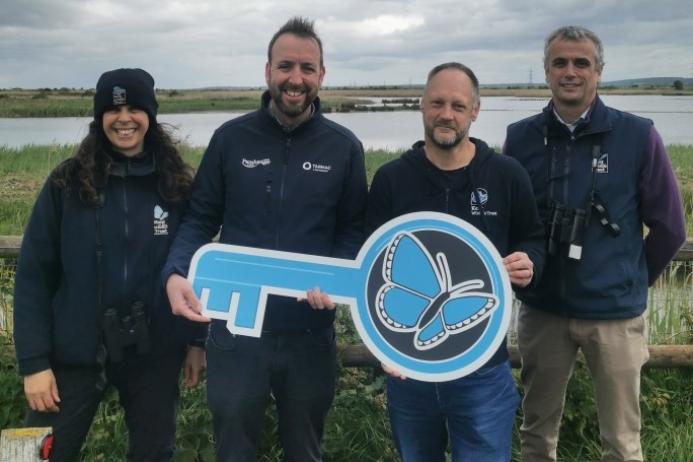 L–R: Nadia Ward, area warden at Kent Wildlife Trust; Michael Charlton, mineral estates manager at Tarmac; Simon Bateman-Brown, head of land management at Kent Wildlife Trust; and Stephen Weeks, area manager at Kent Wildlife Trust. Photo: Nadia Ward
