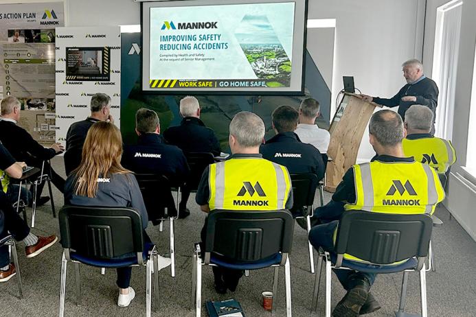 Mannok health and safety manager Gerry Clancy presenting the updated Health & Safety Strategy document