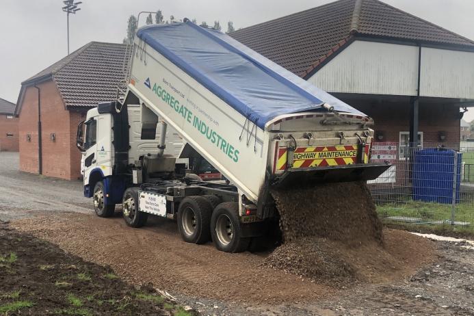 Aggregate Industries donated 260 tonnes of Type 1 aggregate to extend the club’s car park