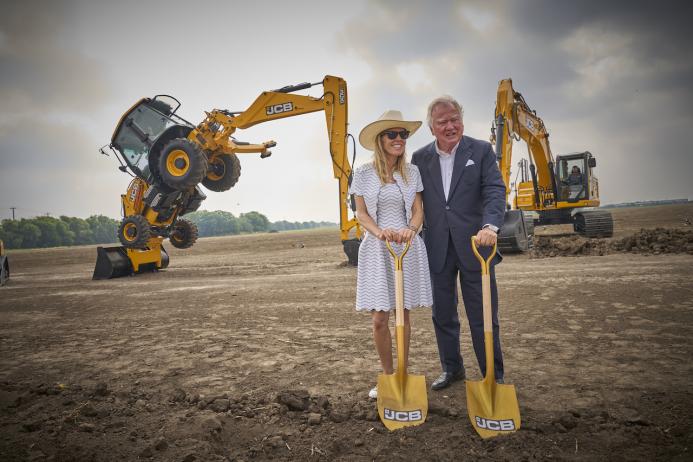 Lord Bamford with his daughter Alice at the ground-breaking ceremony